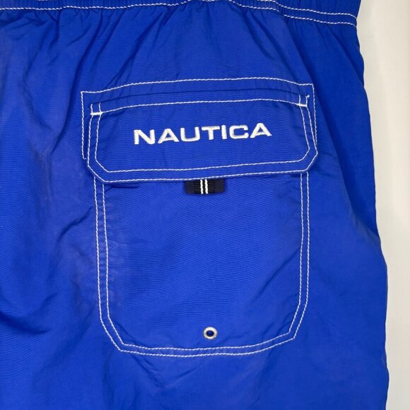NAUTICA NEW Quick Dry Swim Trunk Mens XXL Bright Cobalt Lined Pockets Drawstring - Picture 2 of 7